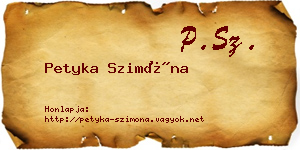 Petyka Szimóna névjegykártya